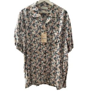 NWT Caribbean Men's Floral Hawaiian Short Sleeve Button-Down Camp Shirt Size XL